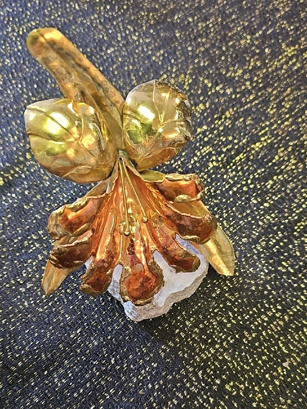 Gold and Copper Floral Accent Sculpture